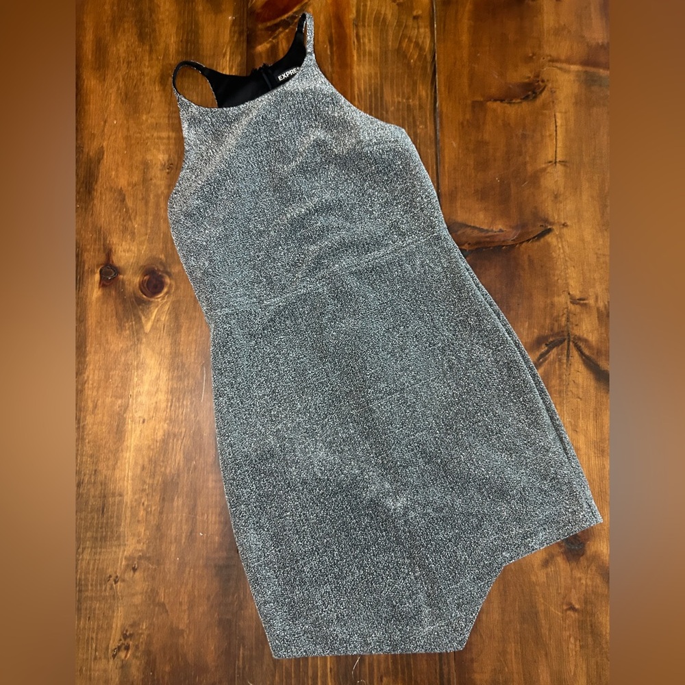 Express Silver Sparkle Mini Dress Holiday New Years Eve Party Womens 8